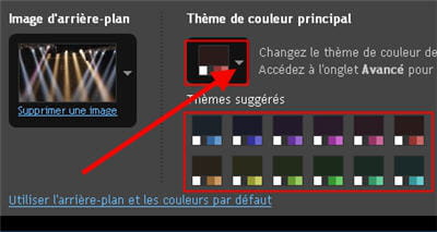 capture d'écran de l'option définir le thème de couleurs avec blogger.