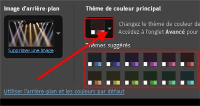 capture d'écran de l'option définir le thème de couleurs avec blogger. 