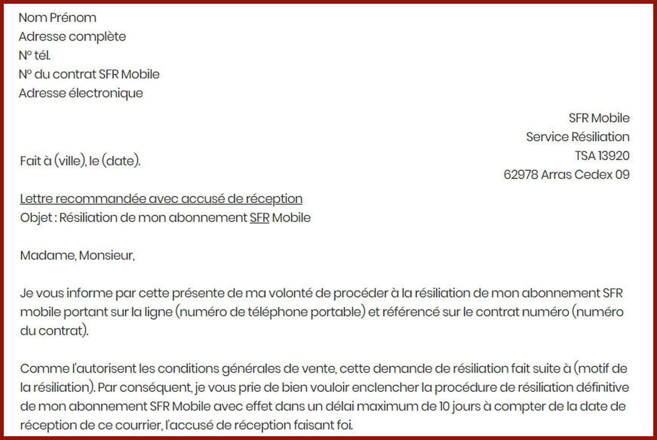 Lettre De Résiliation De Freebox