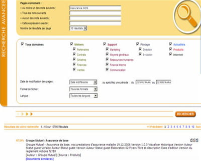 résultats d'une recherche effectuée via le moteur idol autonomy