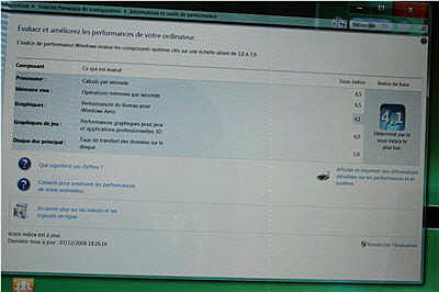 le centre de contrôle des performances de windows 7 pour l'aspire z5610.