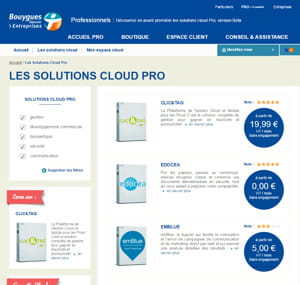 portail de bouygues telecom solutions cloud pro.