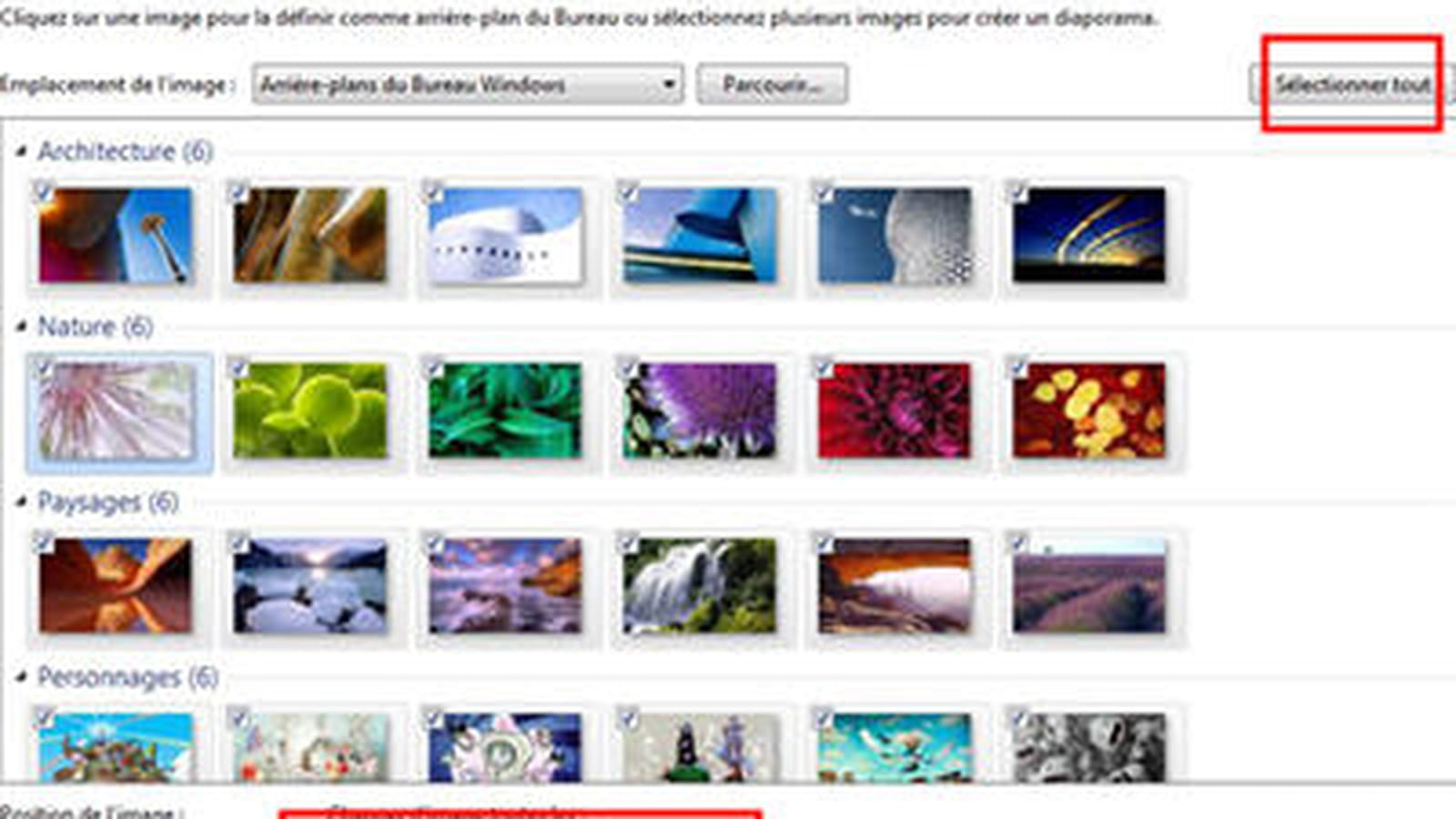 Diaporama de fond d'écran