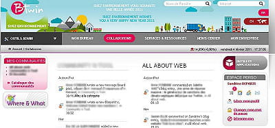 l'intranet de suez environnement est personnalisable.