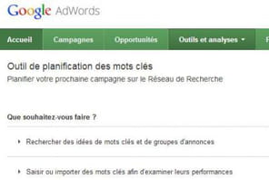 Le Keyword Tool de Google remplac&eacute; par "l'outil de planification des mots cl&eacute;s"