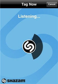 shazam en pleine écoute durant une tentative de reconnaissance musicale