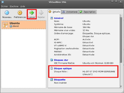 lancer la machine virtuelle - virtualbox 