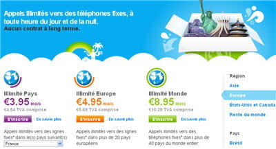 l'option appels illimités vers les fixes