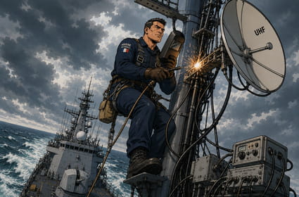 "On s'est retrouv&eacute; en pleine mer, &agrave; une dizaine de m&egrave;tres au-dessus de l'eau, &agrave; souder des antennes"&nbsp;: comment l'extr&ecirc;me forge les cybermilitaires
