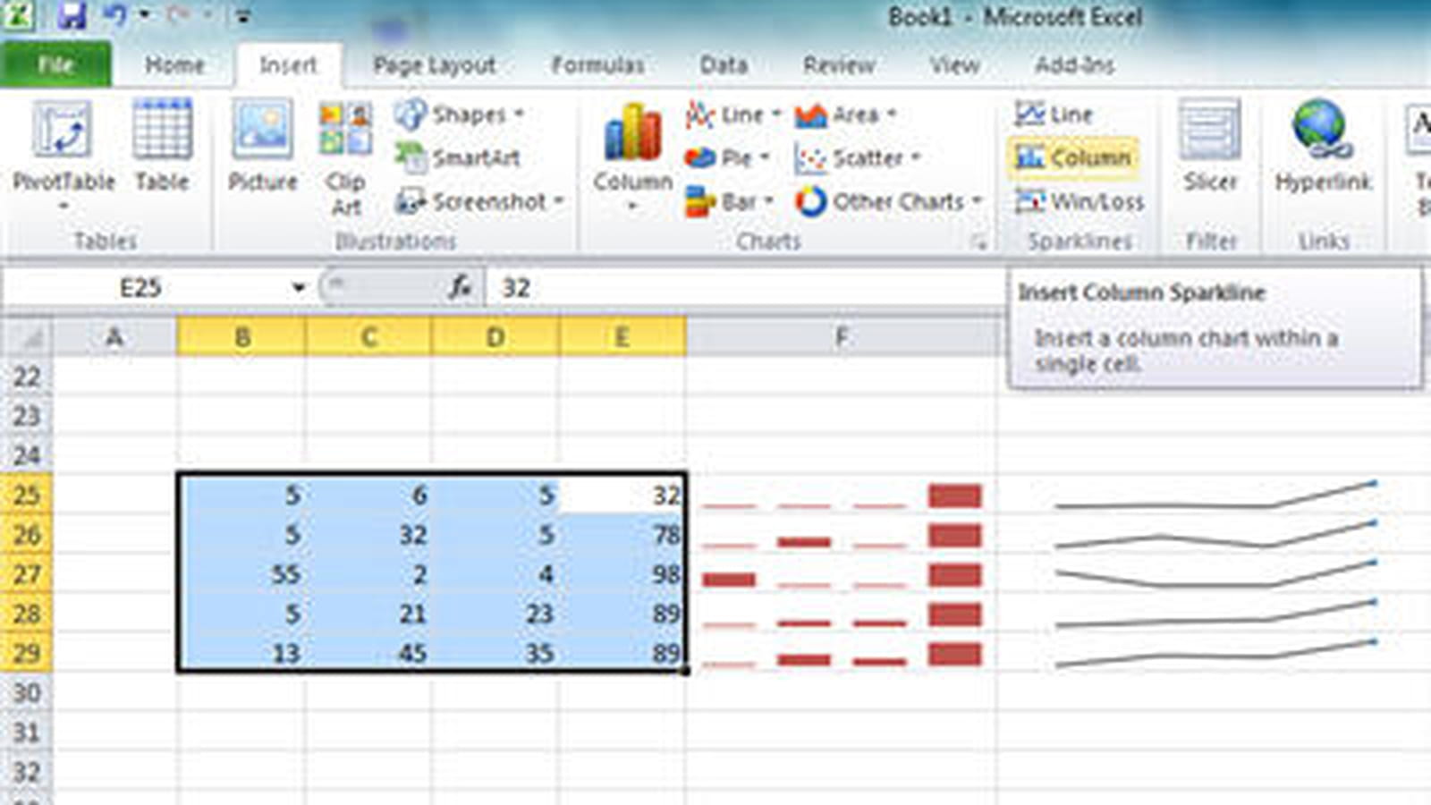 Excel et Sparkline