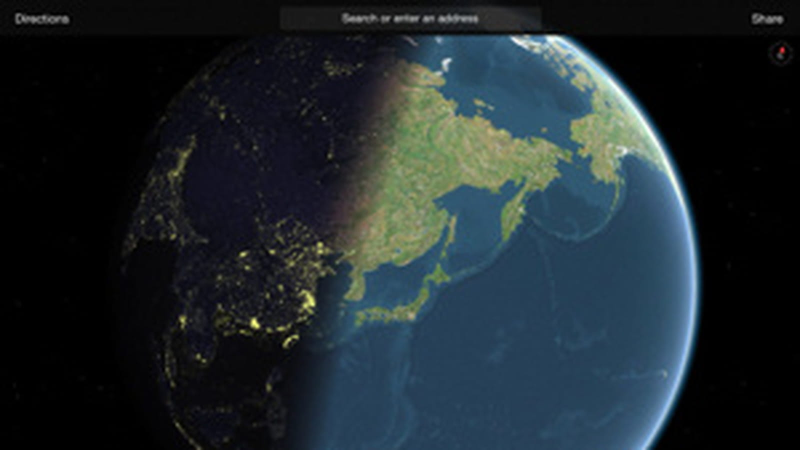 La course du soleil sur Maps