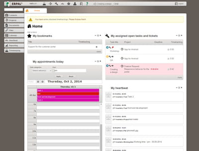 capture d'un site de démonstration d'erpal