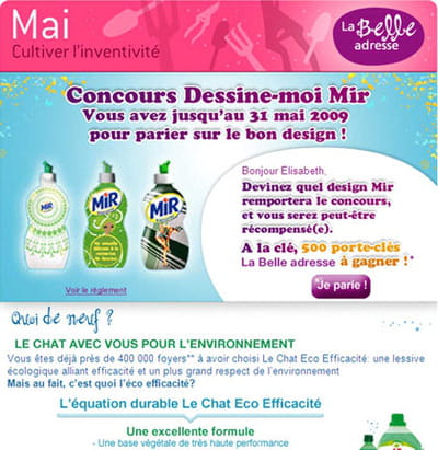 extrait de l'e-mailing la belle adresse / mir