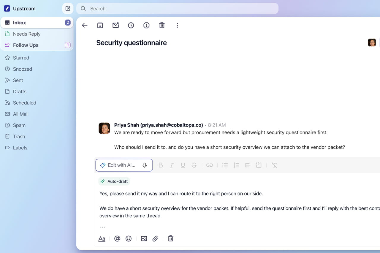 Upstream lève 3 millions de dollars pour son IA qui se connecte à Gmail