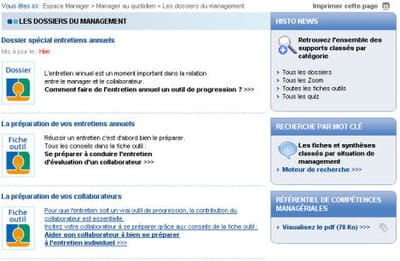 extrait des fiches conseils présentes dans l'intranet manager 