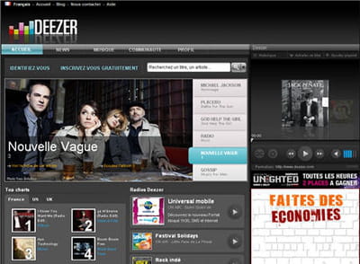 ancienne page d'accueil de deezer 