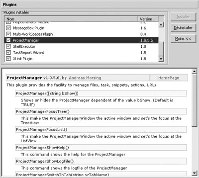 figure 28-11 : éditeur de plug-ins de phpedit 