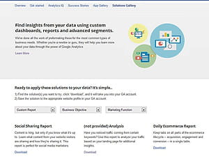 solutions gallery de google analytics propose d'installer en un clic des