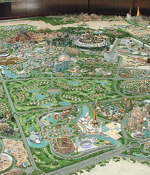 la construction de la gigantesque zone de loisirs dubailand a déjà pris du