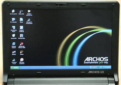 a l'achat, le bureau de l'archos 10 est déjà assez encombré de logiciels