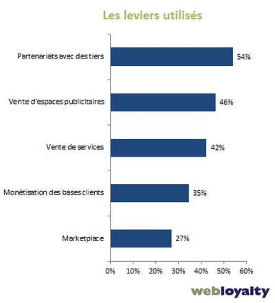 leviers de monétisation utilisés par les sites marchands en 2013 