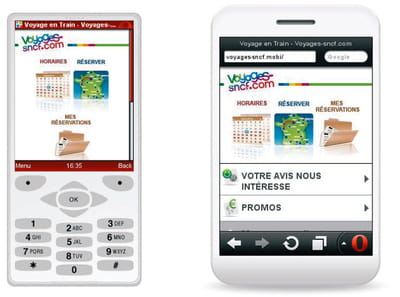 figure 9-3 - le site mobile de la sncf affiché par l'intermédiaire de deux