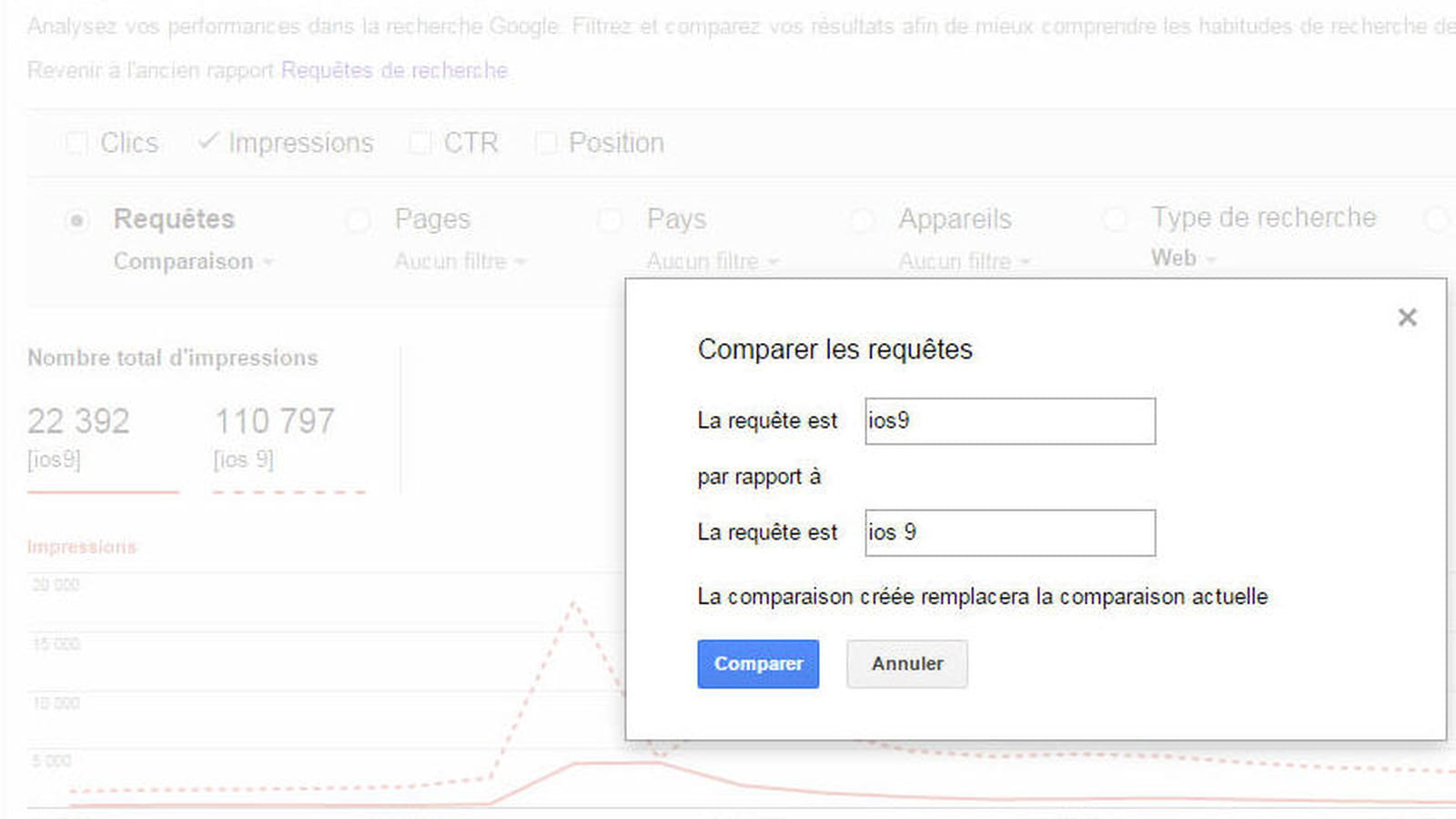 Comparer des requêtes