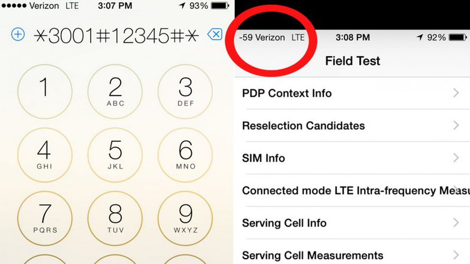 Voir la puissance du signal de votre téléphone