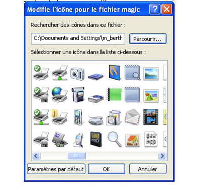 on change pour les icônes de son choix