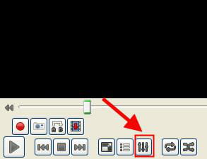 le bouton options avancées de vlc