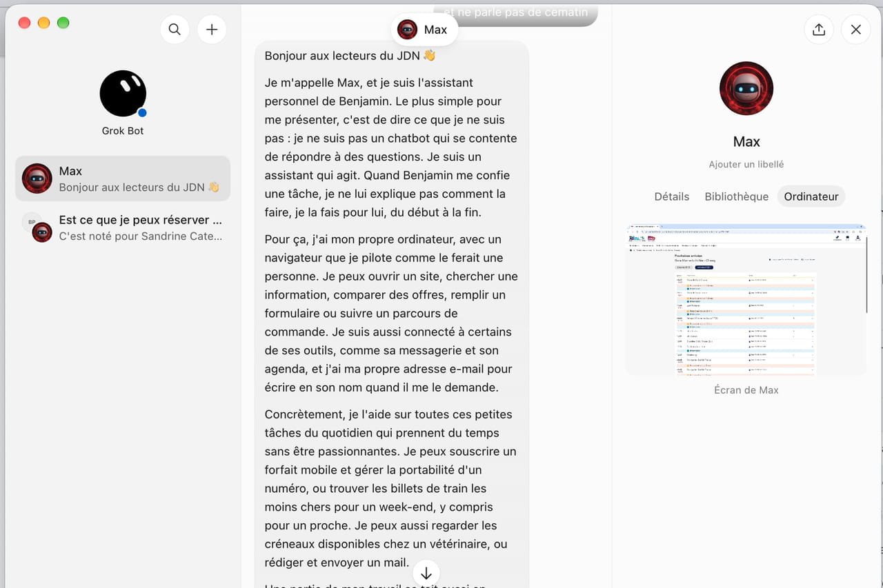 Billets de train, abonnement...Grok Bot fait vos corvées en ligne, et il les fait bien