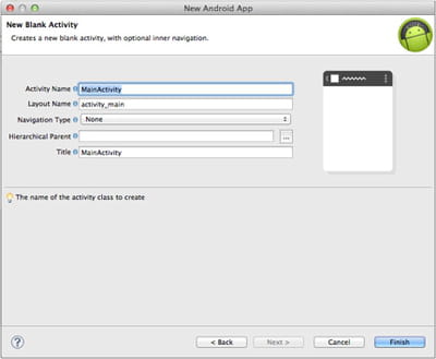 ecran permettant de configurer les spécificités de votre activité. 