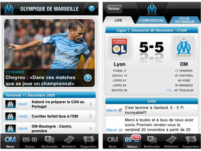 application permettant de suivre l'actualité de son équipe favorite