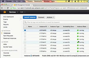 console de pilotage des containers docker d'amazon web services.