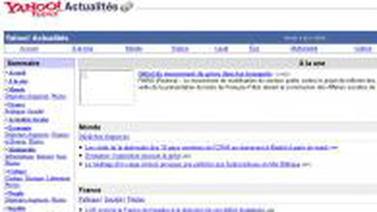 Yahoo! Actu en 2003