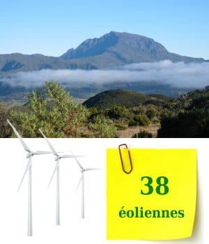 38 éoliennes sont installées sur l'île de la réunion.