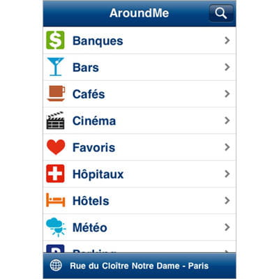 application qui indique les points d'intérêts à proximité