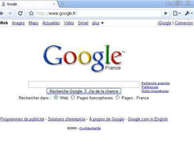 interface épurée à l'image de la page google