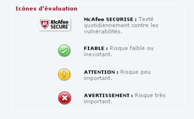 mcafee vous avertit si les sites sont sûrs ou non grâce à ces icônes