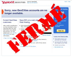 yahoo va fermer geocities, qu'il avait acheté pour 4 milliards de dollars