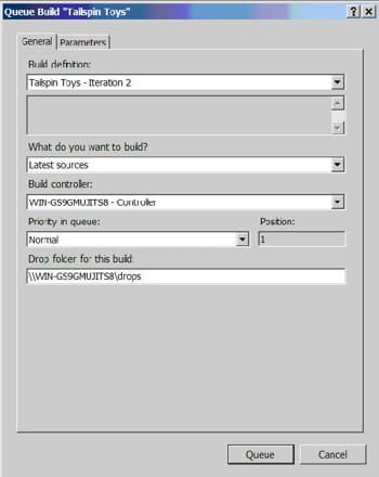 fenêtre queue new build pour lancer un build manuellement.